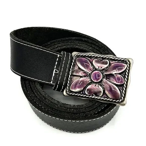 nbel Belt with Enamel  Buckle Made in Italy