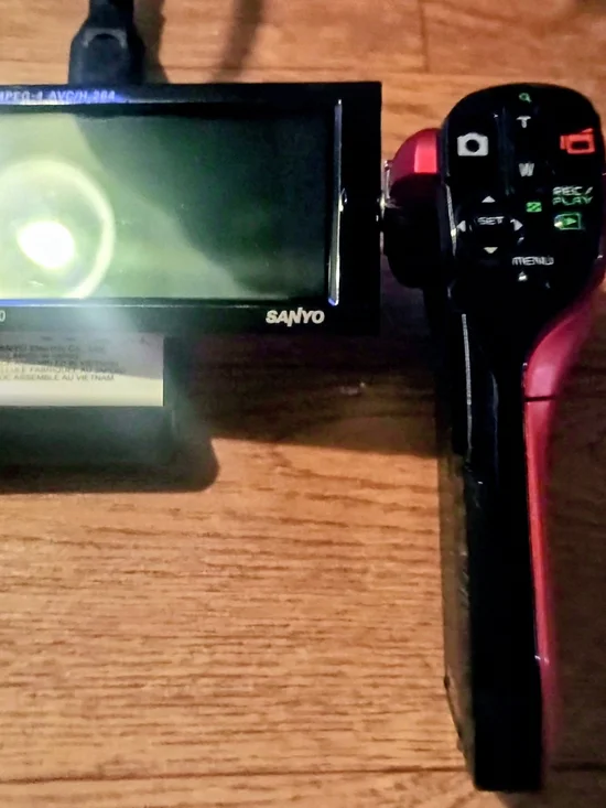 Red & Black Camcorder with Flip LCD Screen