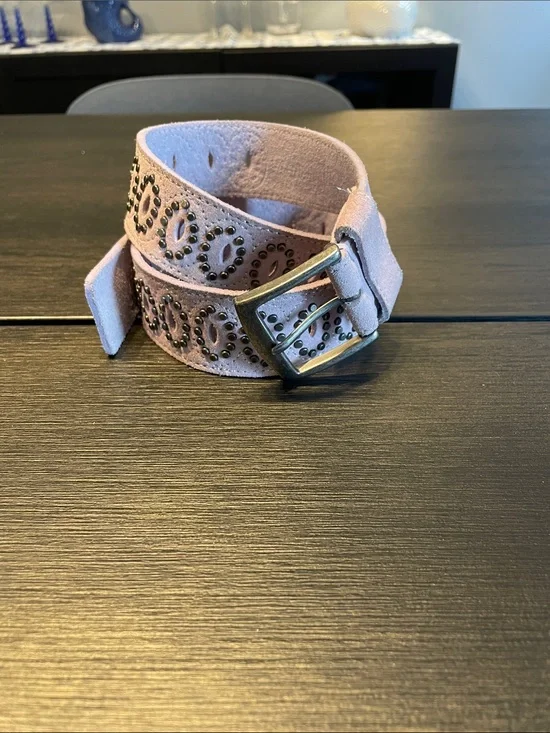Women's Studded Suede Belt - Pink