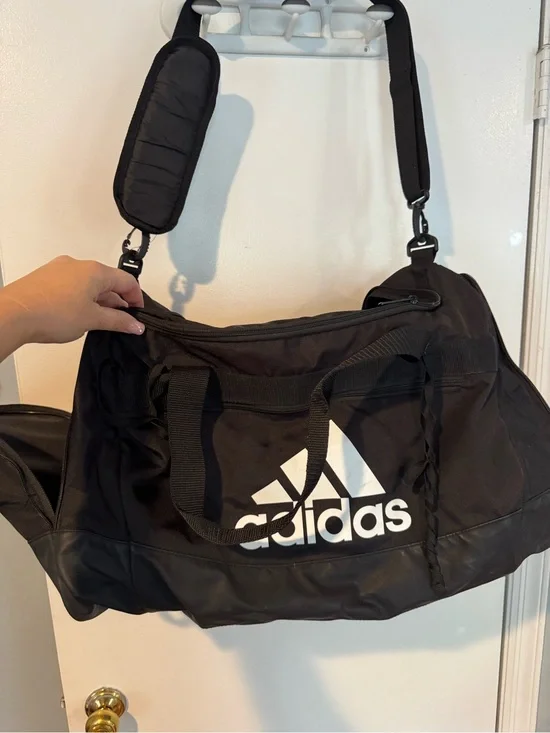adidas Black Duffel Bag with White Logo - Men's Gym Travel