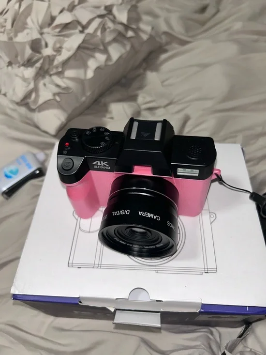 4K Ultra HD Pink Digital Camera with Interchangeable Lens
