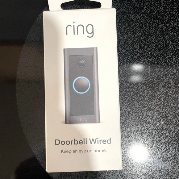 Ring Doorbell Wired in White and Black with Blue Accent