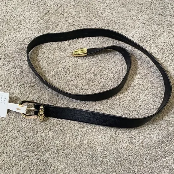 Women’s Black Belt with Gold Buckle & Detail Size L NWT