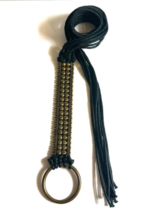Free People Black Juniper Wrap Belt Fringe Studded Boho Festival One Size READ