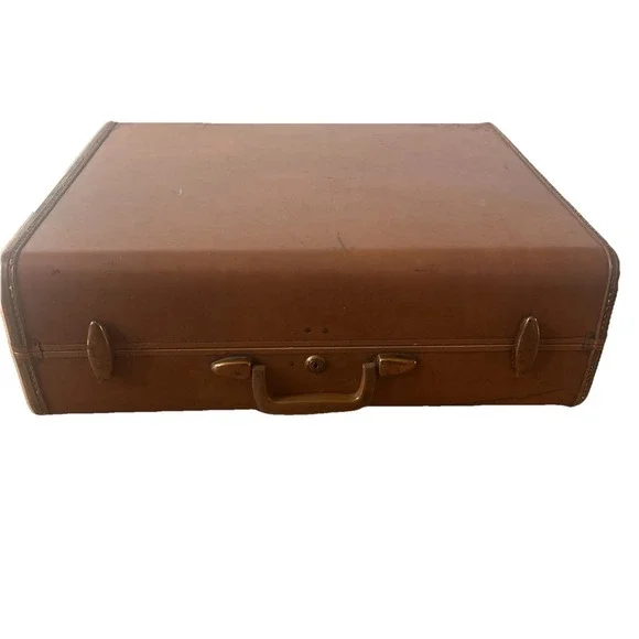 Vintage 1950s SAMSONITE Luggage Leather Suitcase Brown