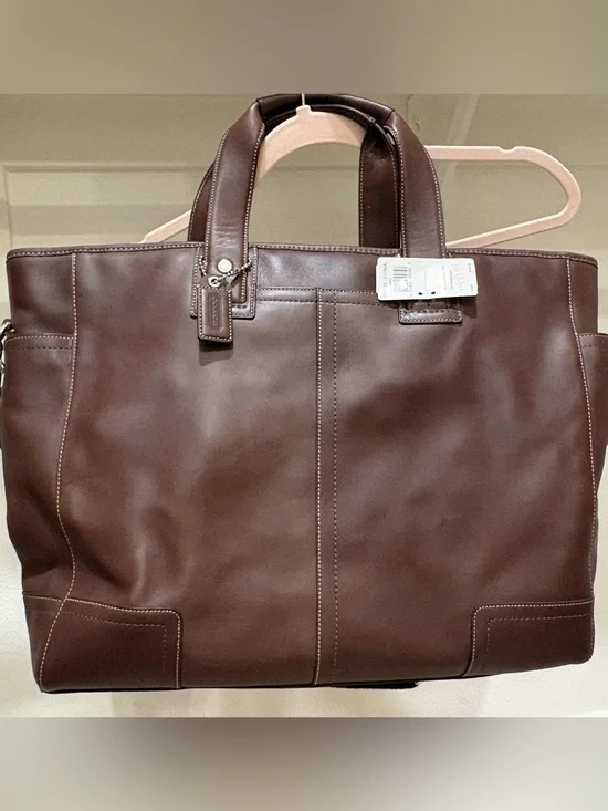 Y2K style Men’s Coach Transatlantic Business Brown Leather Tote F70103