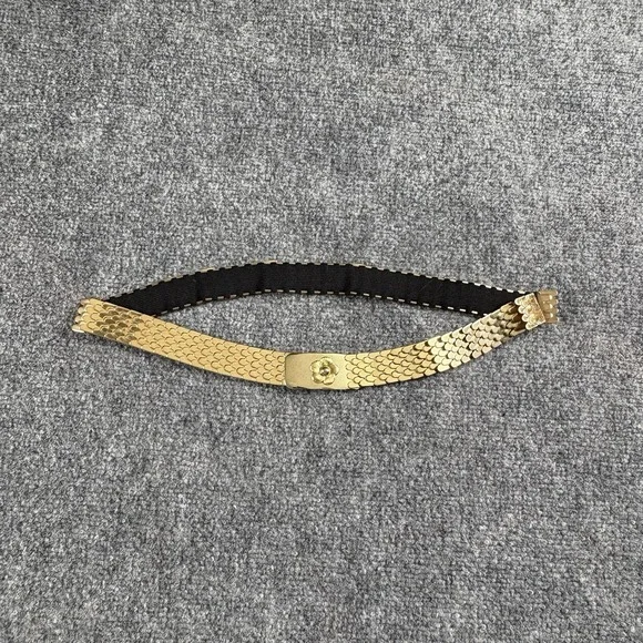 VTG 70s Stretch Belt Gold Tone Flower Buckle Plates 29-40