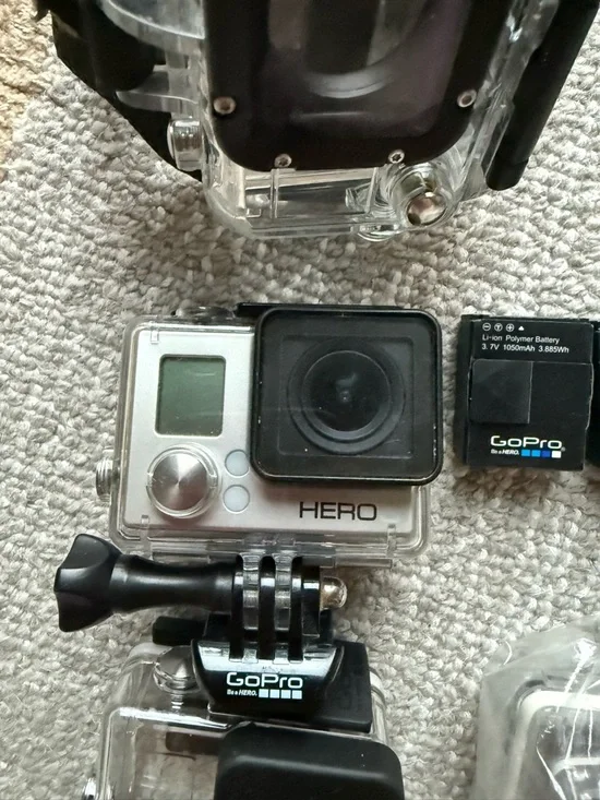 GoPro HERO 3 Silver, accessories, wrist housing, selfie stick