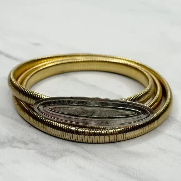 Womens Vintage Gold Tone Coil Stretch Cinch Belt ✨