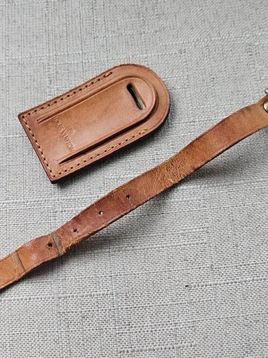Vintage Louis Vuitton Name Tag Travel Tag Leather Luggage ID Tag Made France