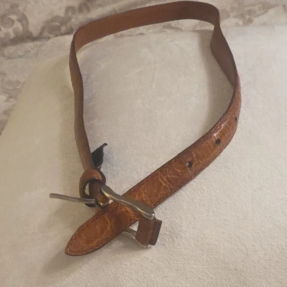 Cole Haan Cognac Brown Leather Belt with Stainless Steel  Buckle 1 Inch Tick