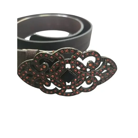Streets Ahead Metallic Leather Belt with Ornate B