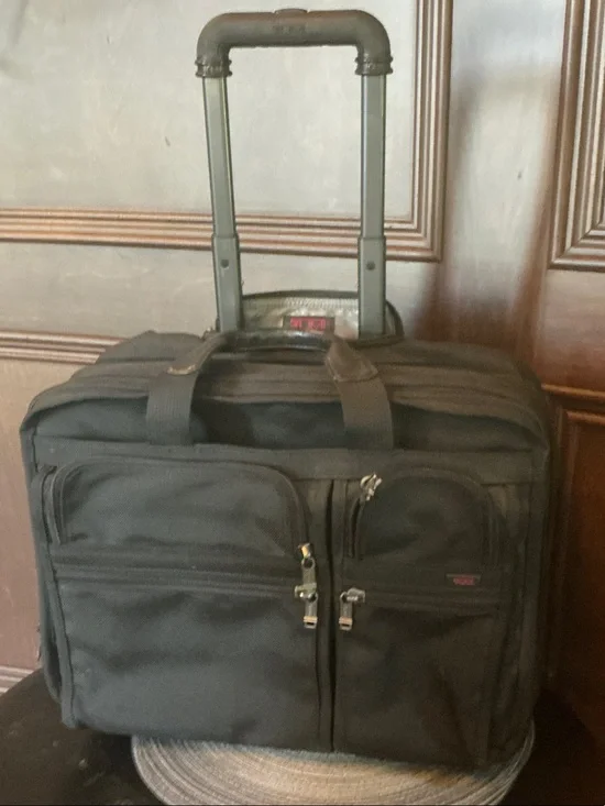 Tumi Black Rolling Business Briefcase with Multiple Front Pockets