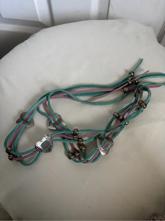 1980s Leather and Heart Concho Belt