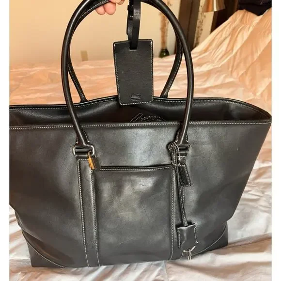 Coach Black Leather Bag Vintage  17 Inch authentic Rare 5414 Style Excellent