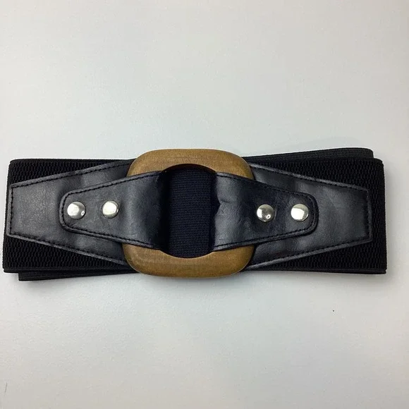 Unique, Renfair, interchangeable stretch belt 2x-3x black, faux leather EUC