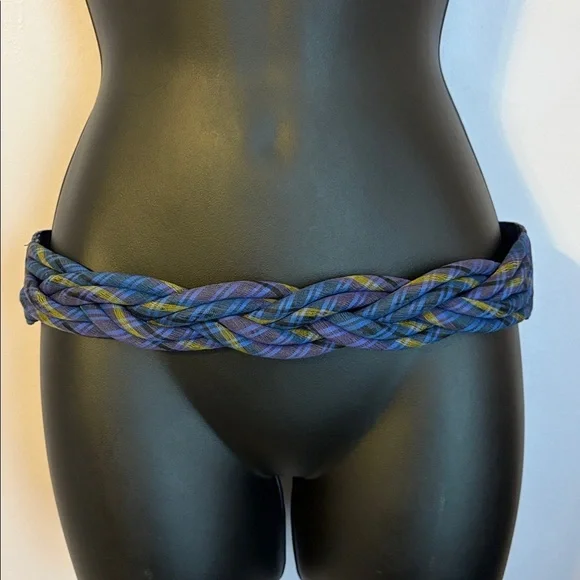 Made In India Silk Plaid Braided Belt OS