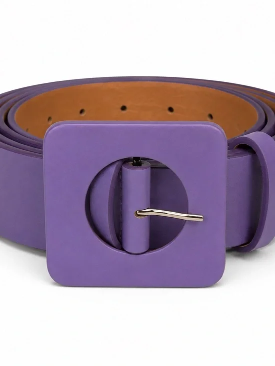 Purple Wide Square Buckle Women's Belt