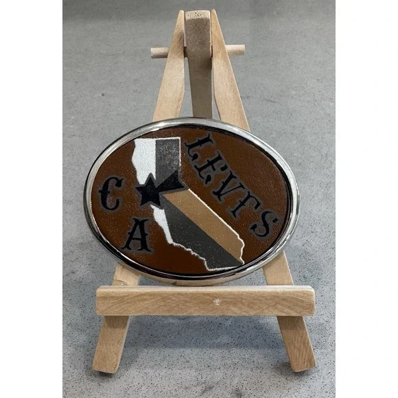 California Oval Chrome Western Belt Buckle Leather Insert
