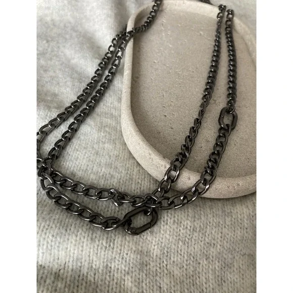 Gunmetal Gray Chain Belt Link Chain Gothic Grunge Loose Fit Adjustable