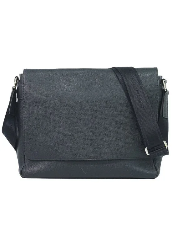 Louis Vuitton LV Roman MM Taiga Leather Shoulder Bag Boreal Dark Navy
