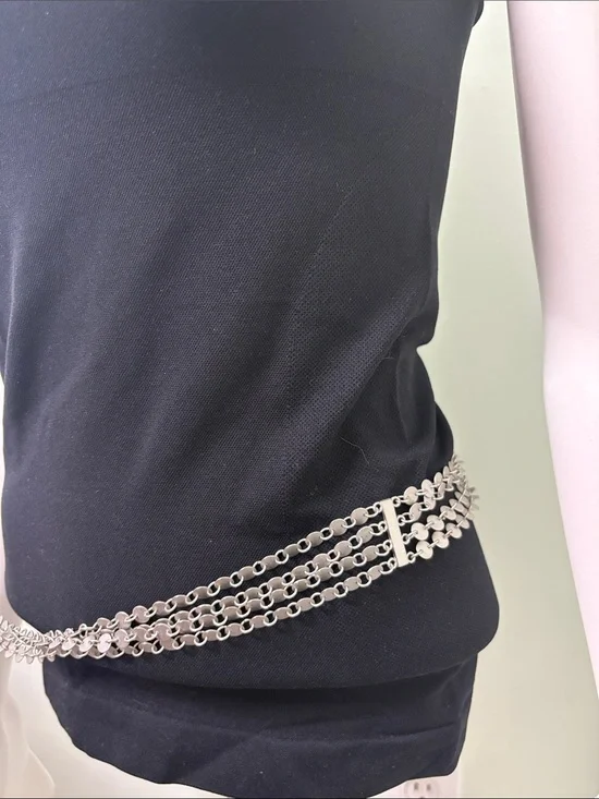 Vintage Siver Tone 4 Strand Chain Link Belt