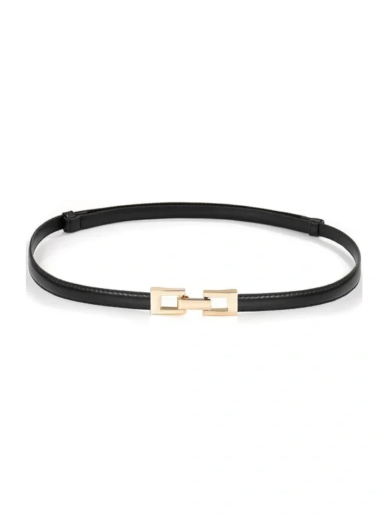 NWT!! Glamorstar Adjustable Skinny Belt in Black with Gold Hardware