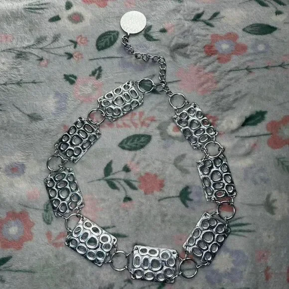 Silver Concho Chain Link Belt 35 inches - Cyber Y2K Fairy Grunge Boho Whimsigoth