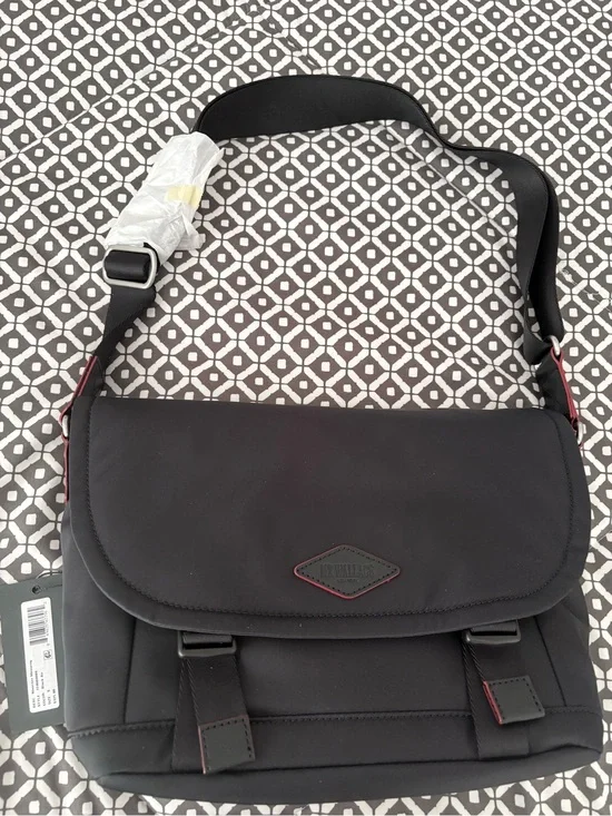 MZ Wallace Black Messenger Bag with Red Trim