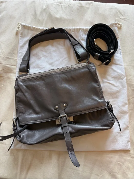 Maison Margiela Gray Leather Messenger Bag