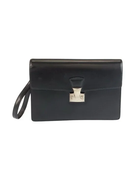 Cartier Pasha Black Silver Leather Clutch
