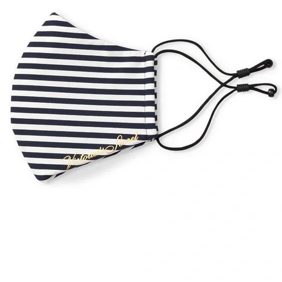 Black and white striped reusable face mask