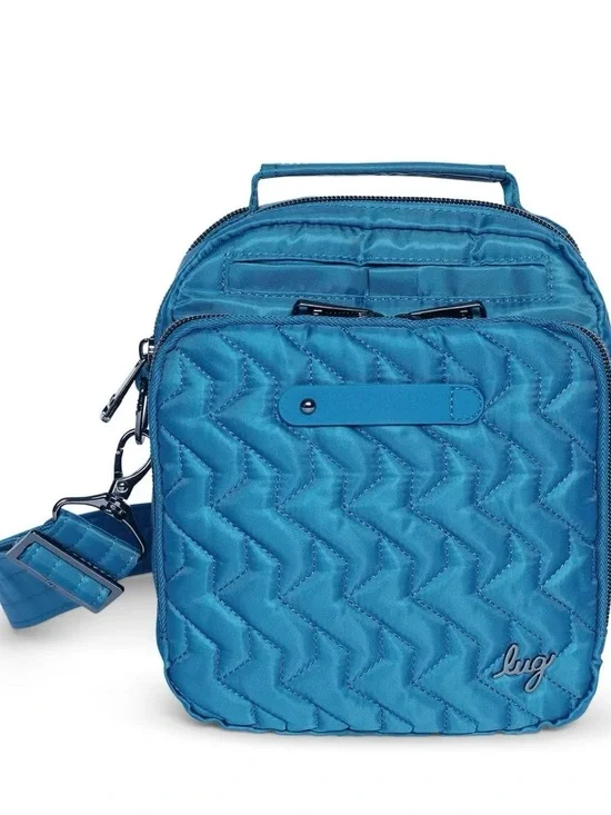 lug Quilted Messenger Bag in Teal Blue