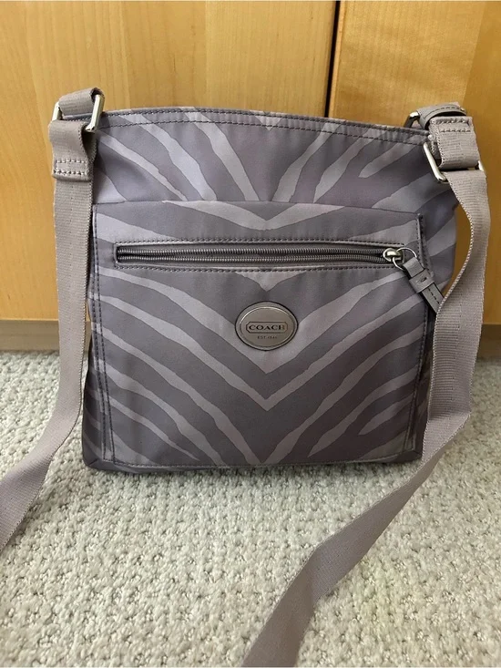 Coach Purple Zebra-Print Crossbody Messenger Bag