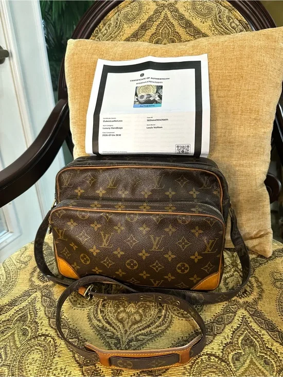 Louis Vuitton Brown Monogram Canvas Messenger Bag with Tan Accents