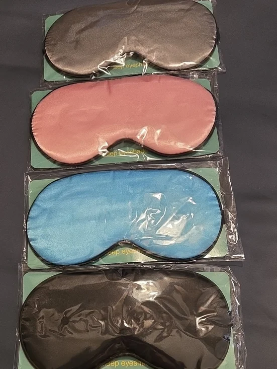 Satin Sleep Mask Set in Black, Pink, Blue, and Brown