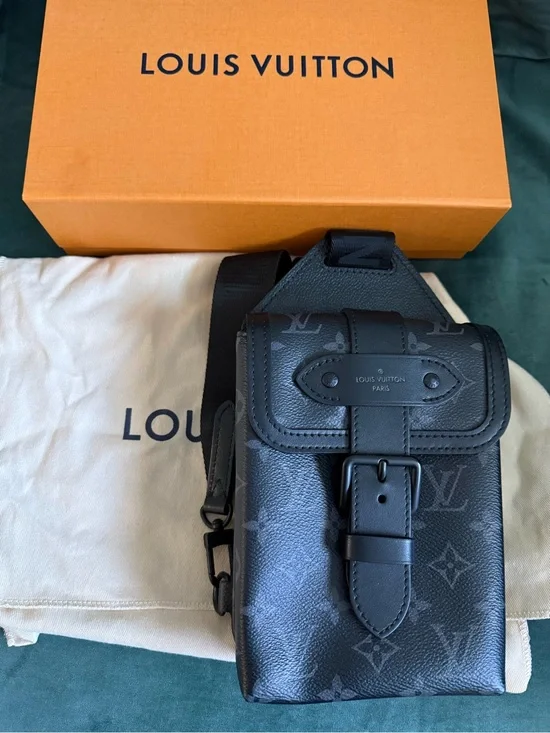 Louis Vuitton Black Monogram Eclipse Messenger Phone Pouch