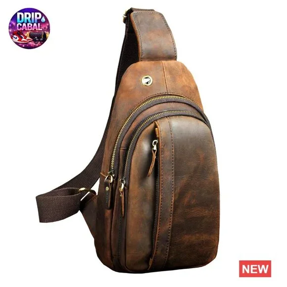 Genuine Leather Crossbody Sling Bag for Hiking Travel Outdoor