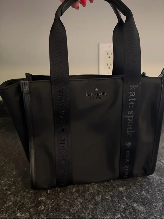 kate spade Black Nylon Crossbody Tote with Logo Straps