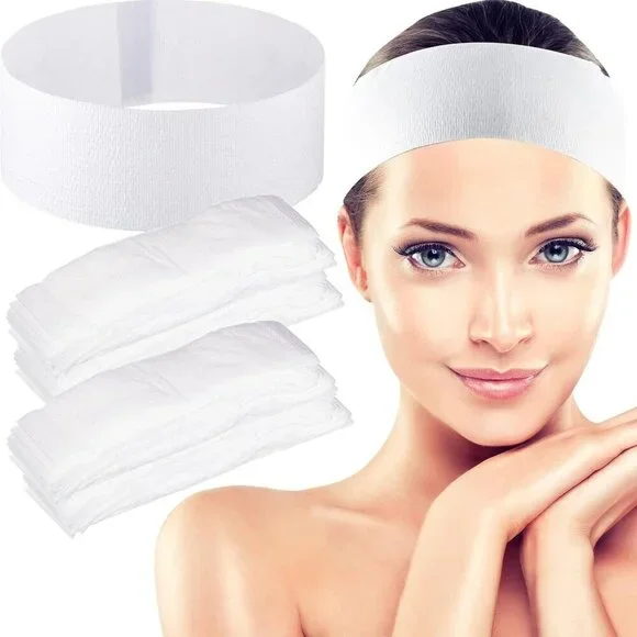 Disposable Spa Headbands Fabric Elastic 300 Pack for Facial Makeup Salon