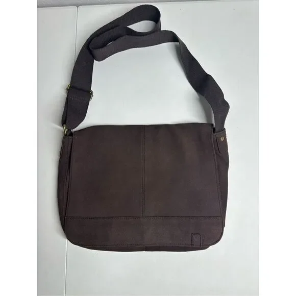Benetton Brown Suede Messenger Crossbody Bag Briefcase Laptop See Description