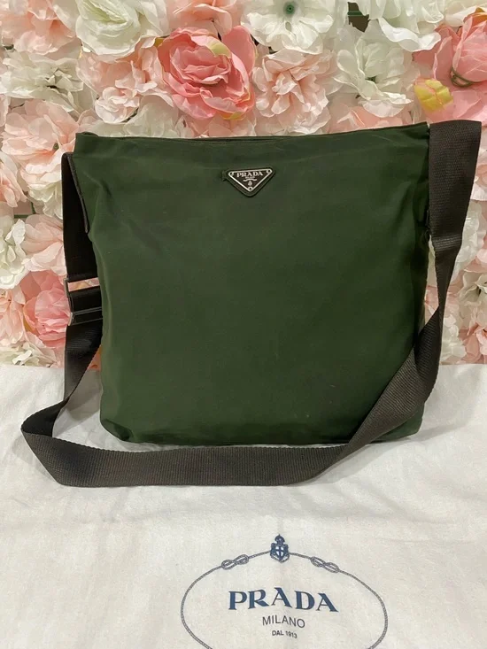 Prada Green Nylon Messenger Bag