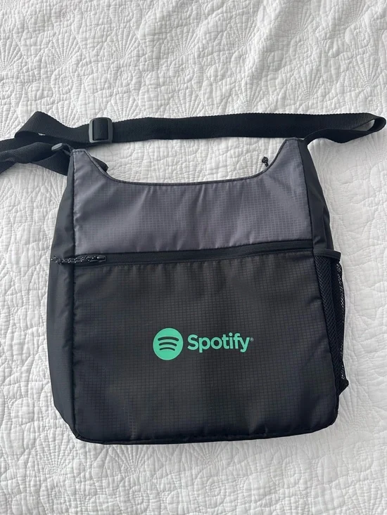 Black Crossbody Sling Bag with Teal Logo