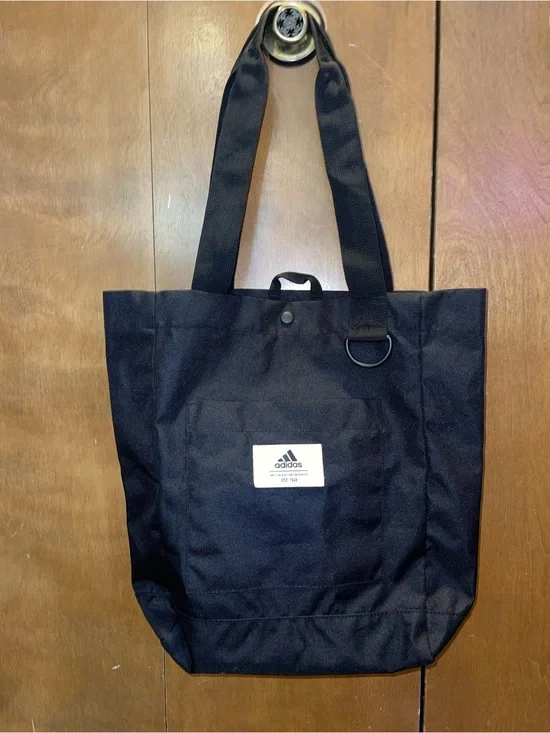 adidas Black Messenger Tote with Front Logo Patch