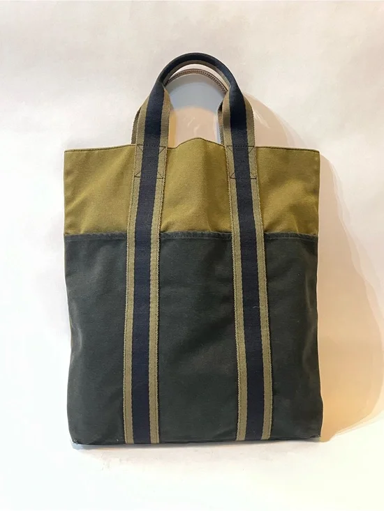 Hermes Two-Tone Olive & Dark Green Messenger Tote