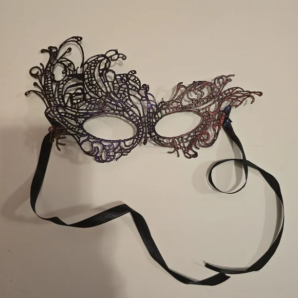 HANDCRAFTED Upcycled Lace Eye Mask HANDPAINTED Festival Mask Comic Con Sexy Fun