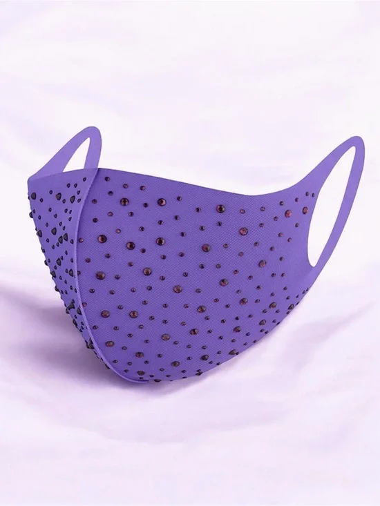 Purple Rhinestone Face Mask Reusable Crystal Fashion Mask NWT
