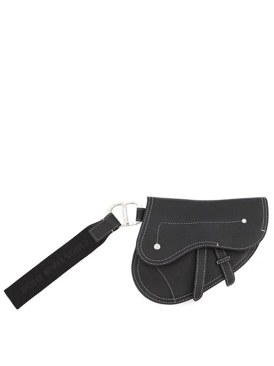 Dior Clutch Kaws Collaboration Saddle Bag Leather Black