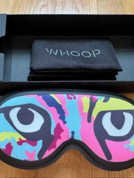Sleep mask. Limited edition. Pari x Whoop eye mask. Techno cat design NWT