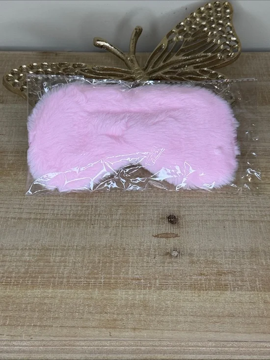 Pink Faux Fur Sleep Mask - Soft Eye Shade